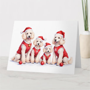 Carte Robe de Noël pour Poodle Chapeau de Père Noël