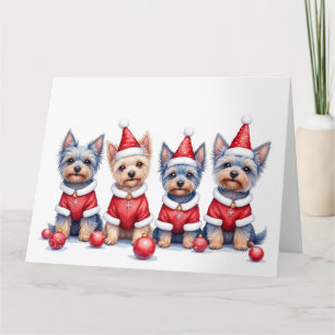 Carte Robe de Noël pour Terrier du Yorkshire avec Chapea