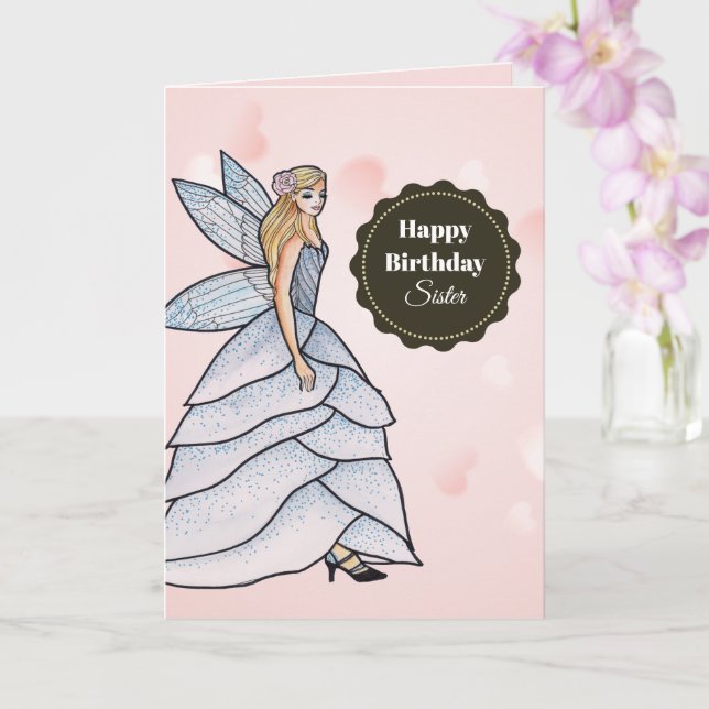 Carte Robe de pétales grise blanche de princesse fée à l (Orchidée)