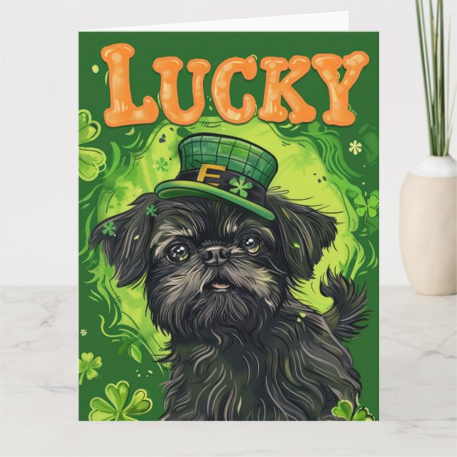 Carte Robe de Saint-Patrick pour Affenpinscher (Devant)