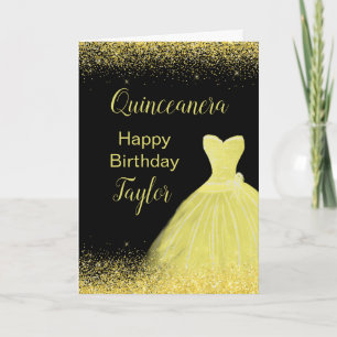 Carte Robe jaune vif de Quinceanera Faux Paillettes