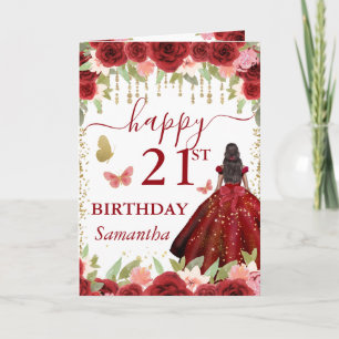 Carte Robe Rouge Peau Noire Princesse Anniversaire