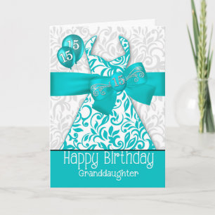 Carte Robe Turquoise à 15 ans de la petite-fille