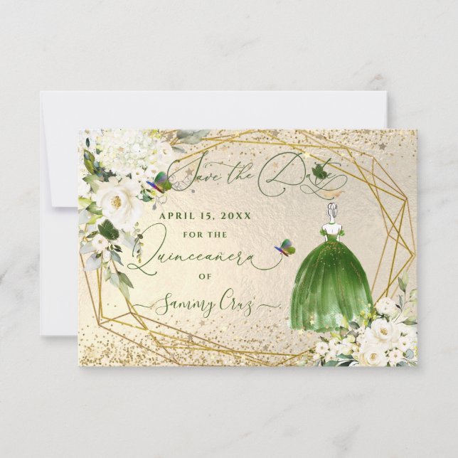 Carte Robe verte PixDezines Quinceanera Emerald (Devant)