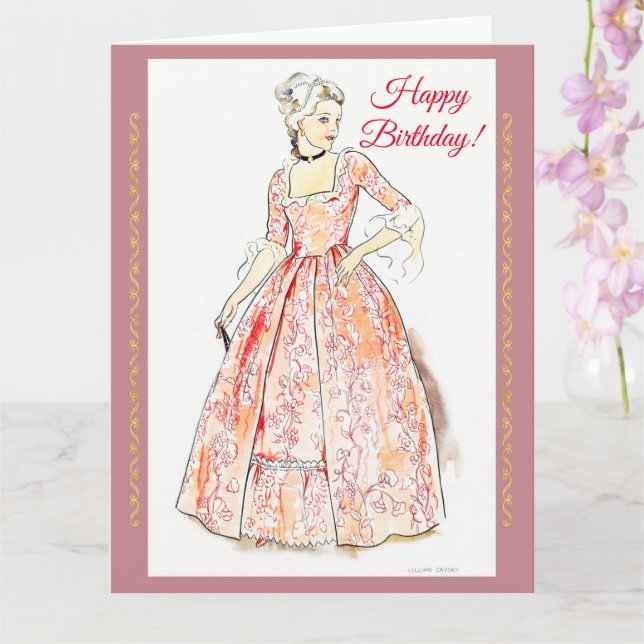 Carte Robe vintage, Joyeux anniversaire (Orchidée)