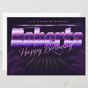 Carte Roberta Name Prénom lila retro