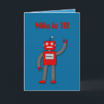 Carte Robi the Retro Robot Kids Birthday Card<br><div class="desc">Robi the Retro Robot - he's friendly and perfect for a boy's birthday card ! Je like the blue backgrounds, but do expérience with other colours to suit your taste ! Le Boy isn't Called Mike ou aged 10 ? ! Change the text and font to fit ! I created...</div>