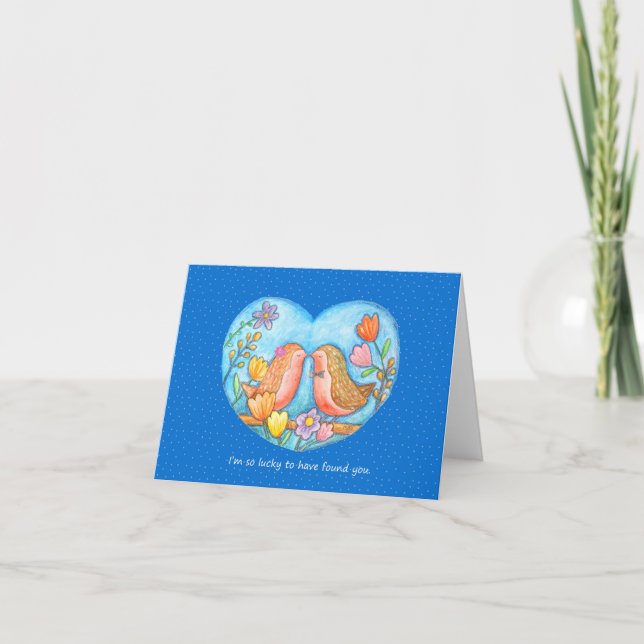 Carte Robin Couple Love Anniversaire Valentines jour (Devant)