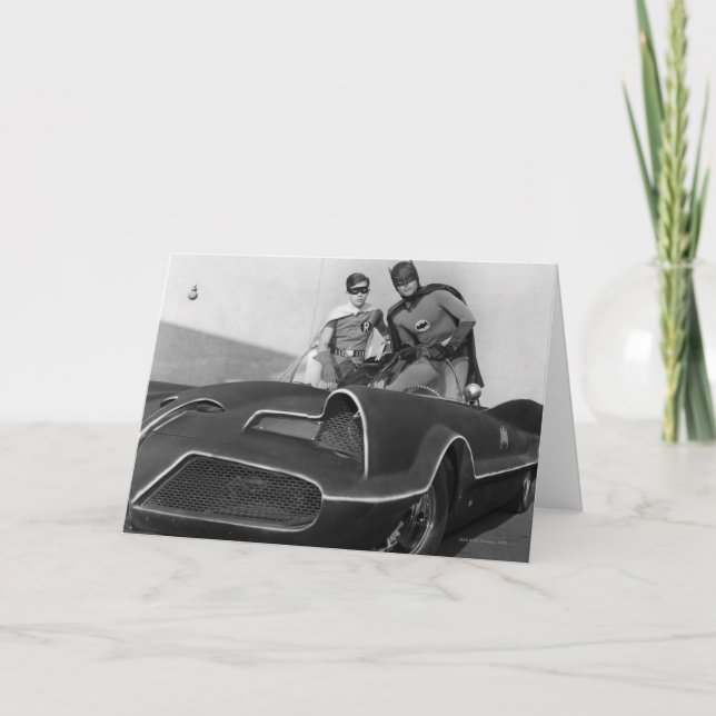 Carte Robin et Batman debout dans Batmobile (Devant)