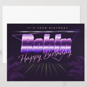 Carte Robin Name Prénom lila retro Map Anniversaire