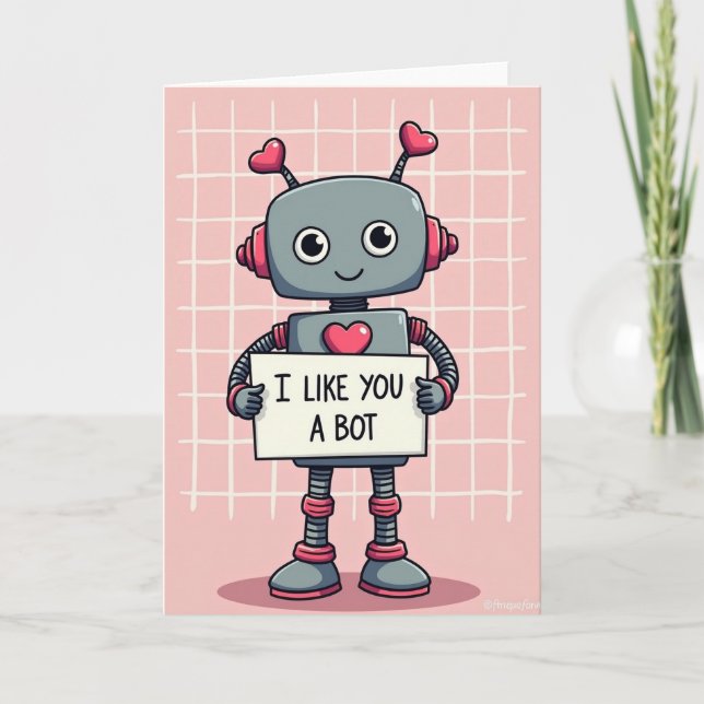 Carte Robot Amour Mignon Je T'aime Un Bot (Devant)
