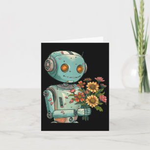 Carte Robot Avec Fleur Et Fleurs En Vêtements Pour Garço