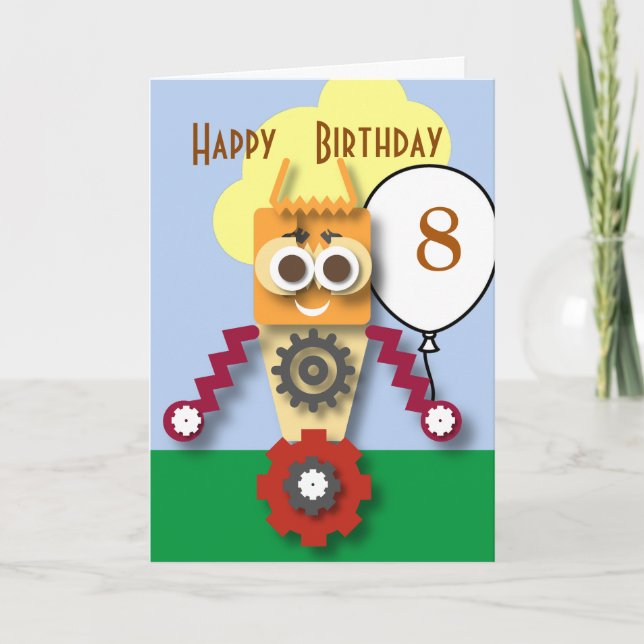 Carte Robot de dessin animé Anniversaire des enfants mod (Devant)