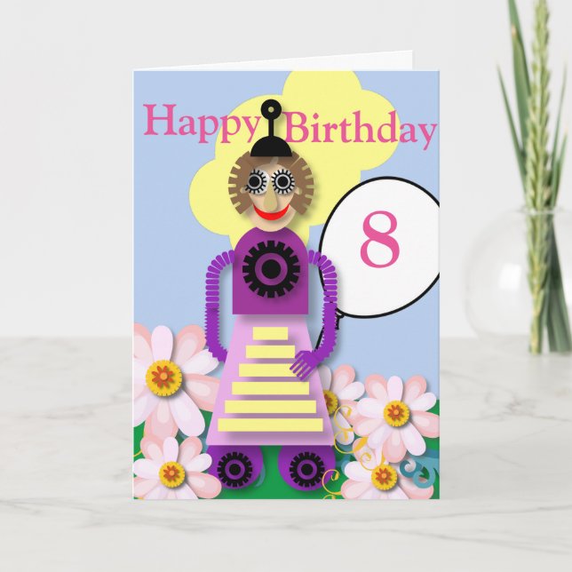 Carte Robot de dessin animé Anniversaire des enfants mod (Devant)