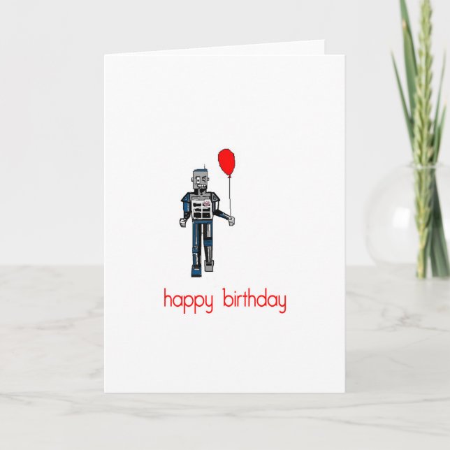 Carte Robot de joyeux anniversaire avec le ballon (Devant)