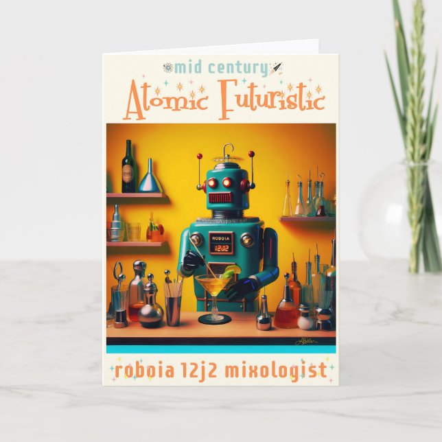 Carte Robot Rétro Futuriste ROBIA 12J2 Mixologue (Devant)
