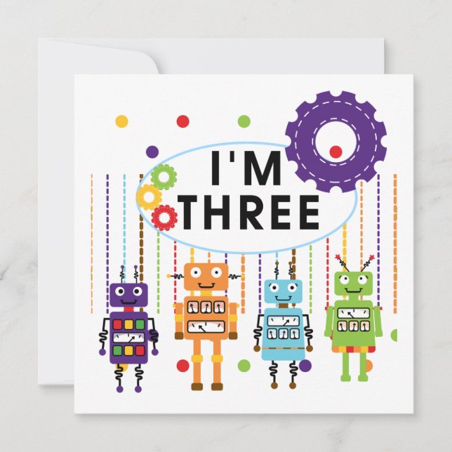 Carte Robot T-shirts et cadeaux d'anniversaire 3e (Devant)