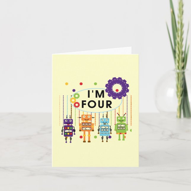Carte Robot T-shirts et cadeaux d'anniversaire 4e (Devant)