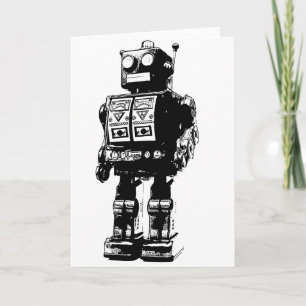 Carte Robot Vintage noir et blanc