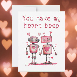 Carte Robots You Make My Heart Beep Valentine's