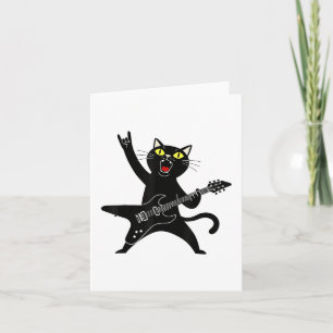 Carte Rocher Et Rouler Chat Noir Jouer Guitare _1
