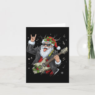 Carte Rock& de Noël; Roll Santa Claus Guitare Playe
