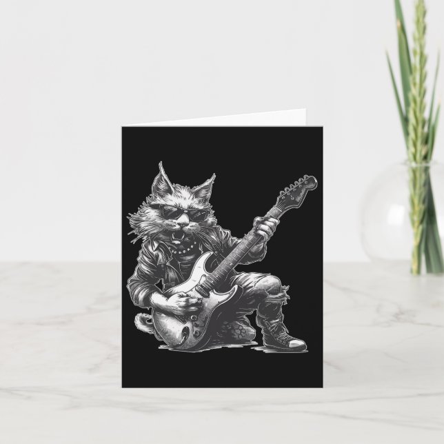Carte Rock Chat Jouer Guitare Funny Guitare Chat (Devant)