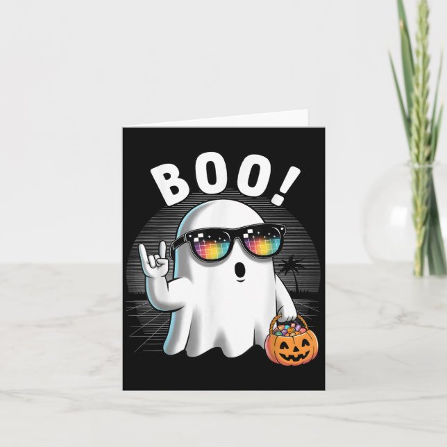 Carte Rock Ghost Retro Halloween Citrouille Funny Boo (Devant)