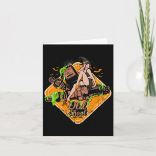 Carte Rockabilly Pin-up Girl Witch Rock Musique Hallowee