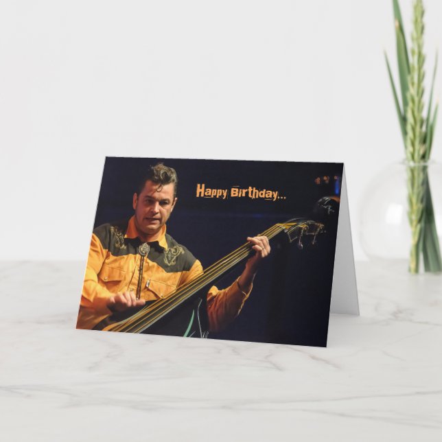 Carte Rockabilly Stand-up Bass Player Anniversaire Card (Devant)