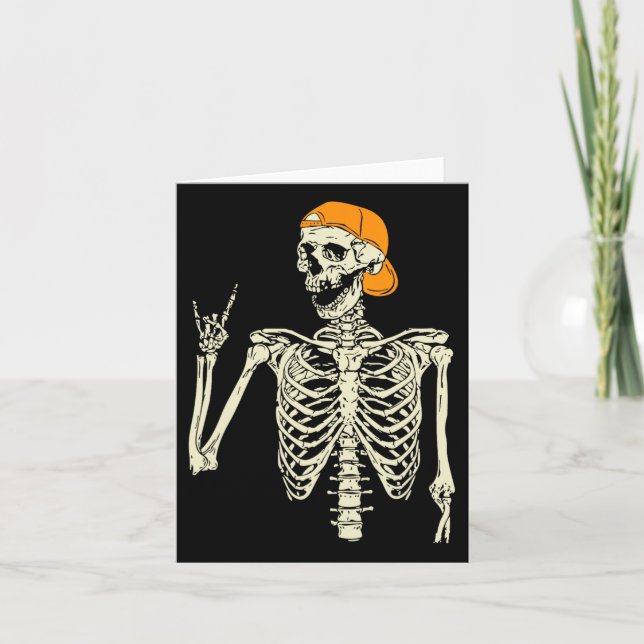 Carte Rocker Skeleton Casquette Skin Cool Halloween Punk (Devant)