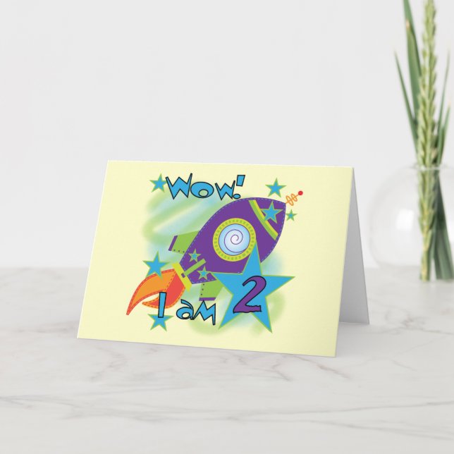 Carte Rocket Ship 2e Anniversaire T-shirts et cadeaux (Devant)
