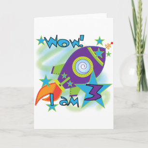 Carte Rocket Ship 3e Anniversaire T-shirts et cadeaux
