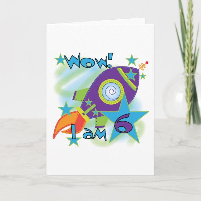 Carte Rocket Ship 6e Anniversaire Tshirts et cadeaux (Devant)