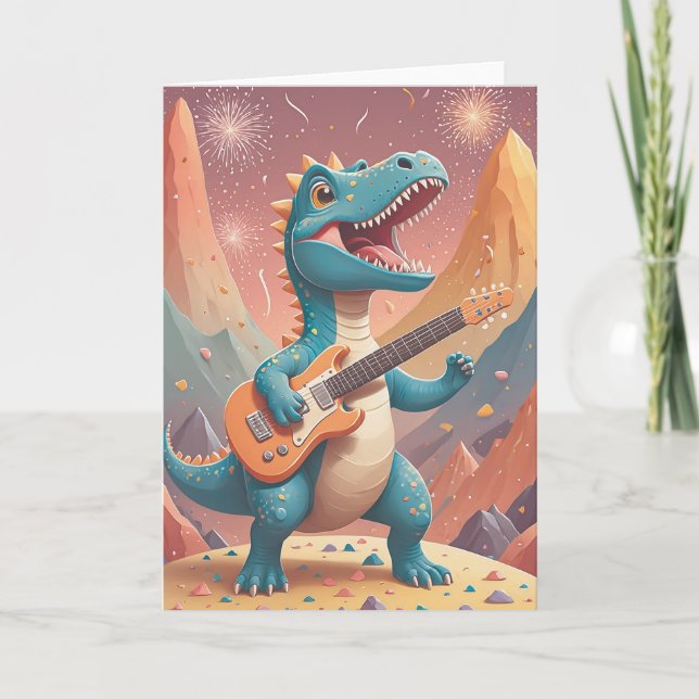 Carte Rockstar Dino Anniversaire Fête (Devant)
