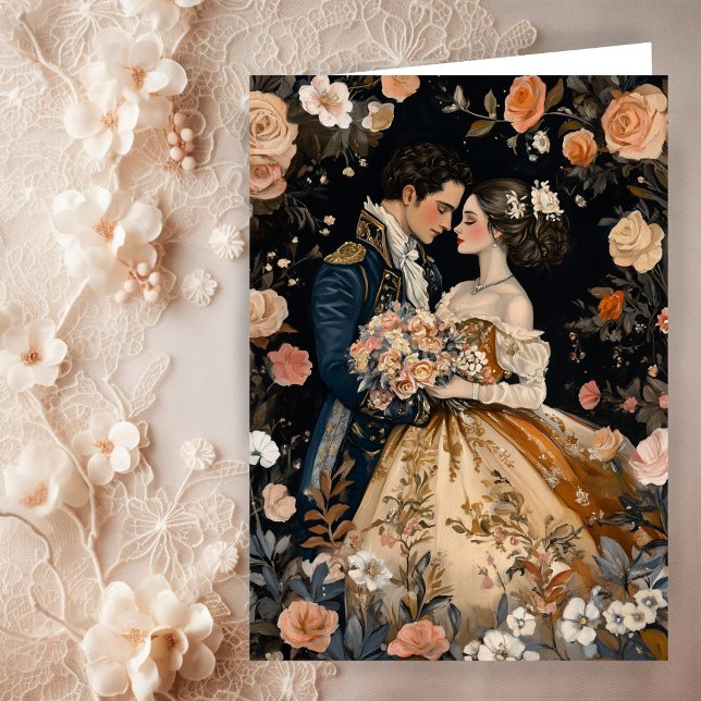 Carte Rococo Couple Romantique Mariage Congrats Fiançail (Rococo Couple Romantic Wedding Engagement Congratulations Custom Card
)