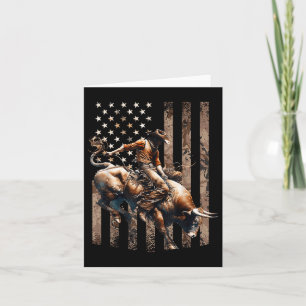 Carte Rodeo Bull Rider Patriotique Cowboy Drapeau Usa Dé