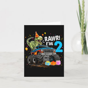Carte Roh je suis 2 2e anniversaire T Rex dinosaure drôl