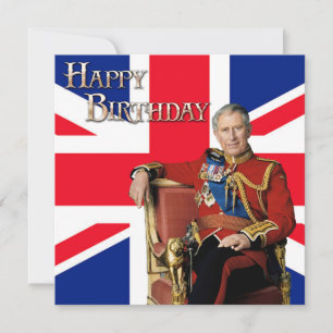Carte Roi Charles III avec drapeau britannique Joyeux an