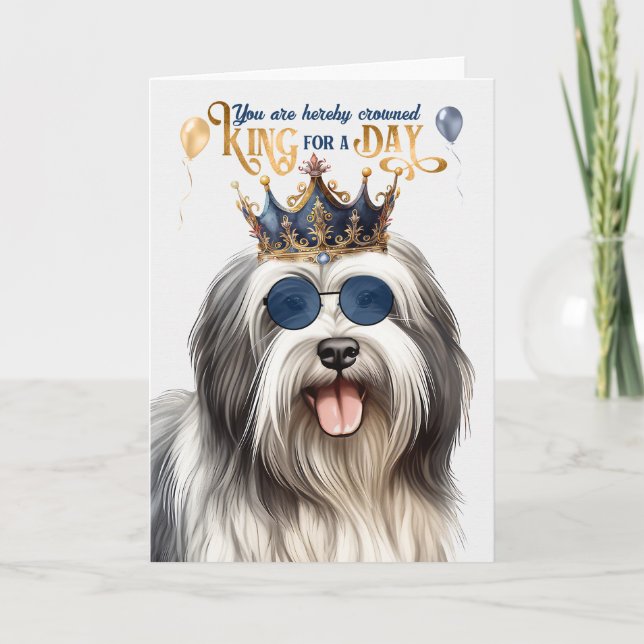 Carte Roi chien Lowchen pour jour drôle anniversaire (Devant)