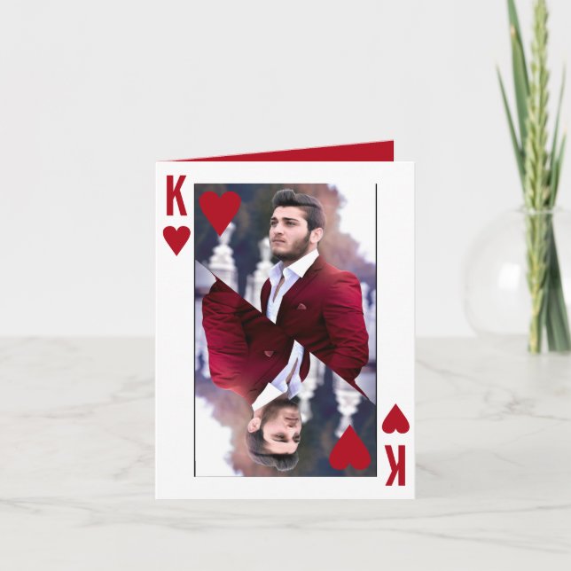 Carte Roi des Coeurs Rouge Blanc Photo Saint Valentin (Devant)