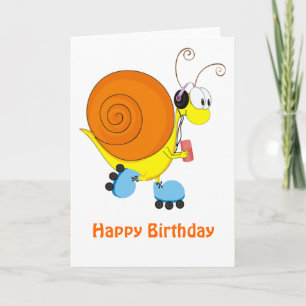 Carte Roller Sking Snail Anniversaire
