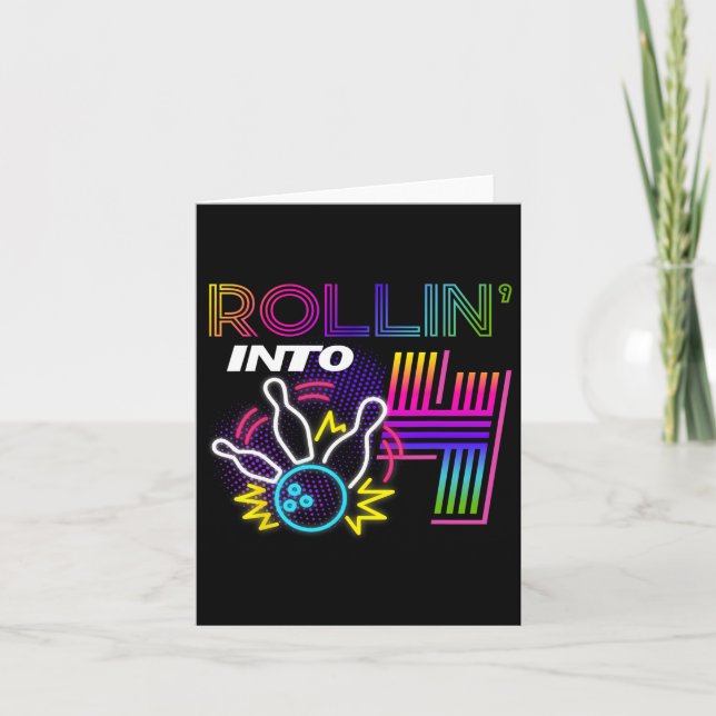 Carte Rollin En 4 Ans Anniversaire Bowling Party 4ème (Devant)