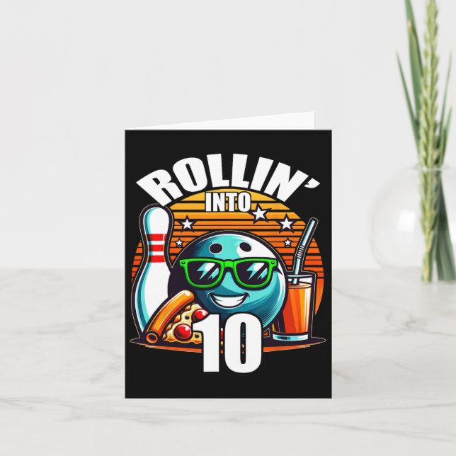 Carte Rollin Into 10 Bowling Anniversaire fête 10e anniv (Devant)
