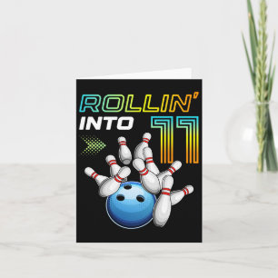 Carte Rollin Into 11 Retro Bowling Anniversaire 11e B