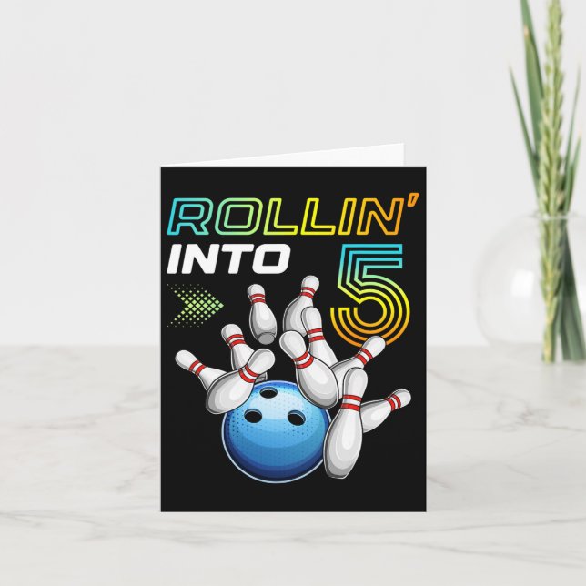 Carte Rollin Into 5 Retro Bowling Anniversaire 5e Bir (Devant)