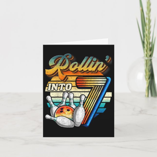 Carte Rollin Into 7 Bowling Anniversaire fête 7e Anniver (Devant)