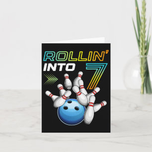 Carte Rollin Into 7 Retro Bowling Annithday Party 7th Bi