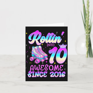 Carte Rolling into 10 year old 10th birthday girl roller