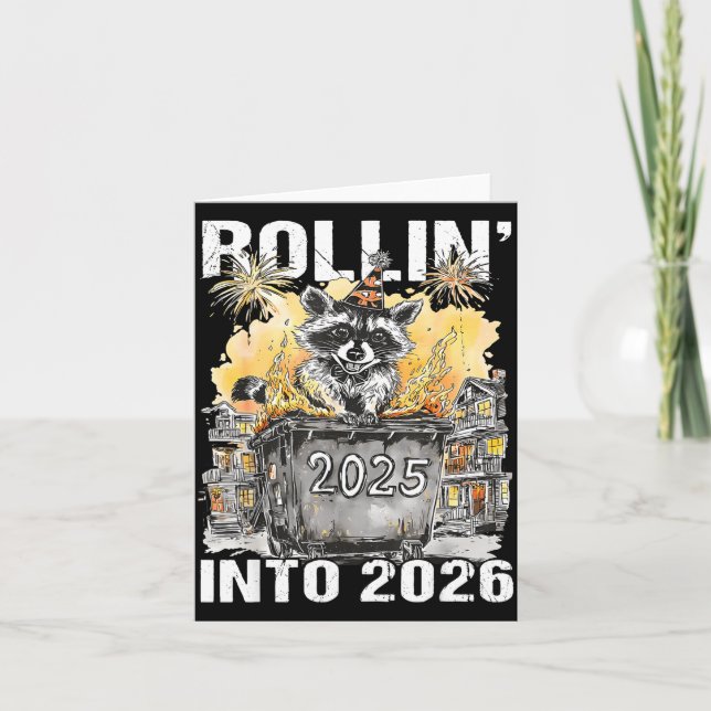 Carte Rolling Into 2026 Trash Racoon Funny New Years Eve (Devant)